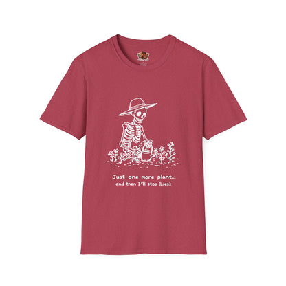 Funny Gardening Skeleton T-Shirt - "Just One More Plant" - Unisex Softstyle Tee